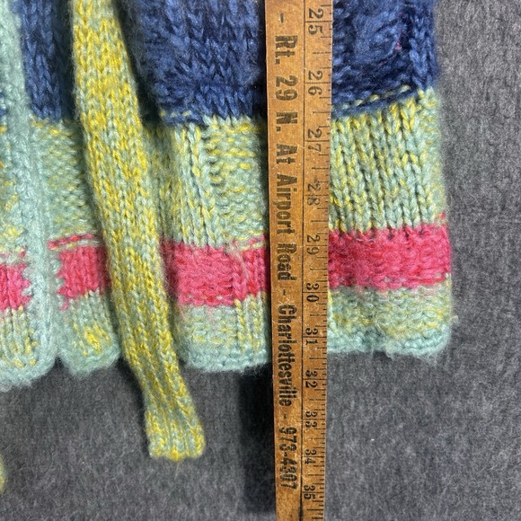 Boho Rainbow Crochet Cardigan Jacket Art To Wear Large Buttons Hooded Size S/M - Picture 8 of 11